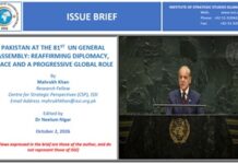 Issue Brief on “Pakistan at the 81st UN General Assembly: Reaffirming Diplomacy, Peace and a Progressive Global Role”
